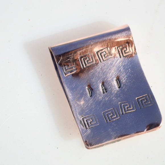 Solid Copper Money Clip Dad Greek Key Handmade Rustic Gift Father Southwestern - Picture 7 of 8
